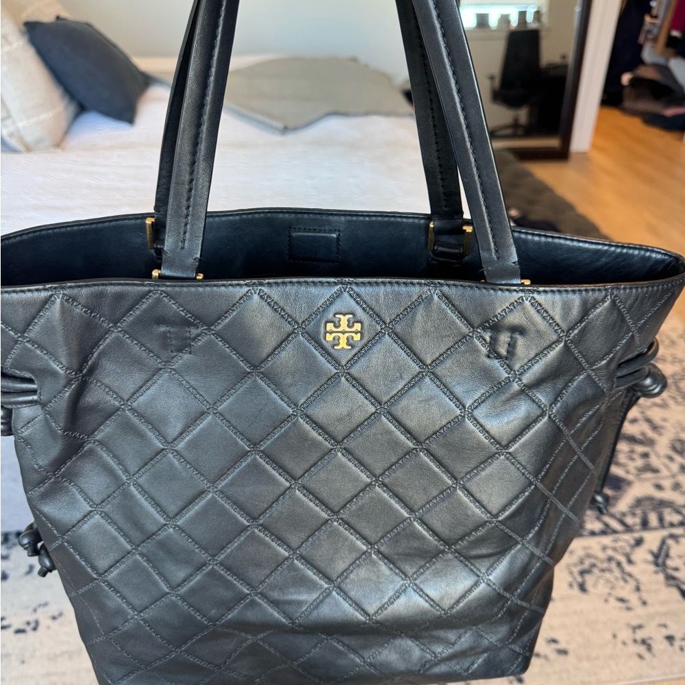 Tory Burch Black Quilted Tote